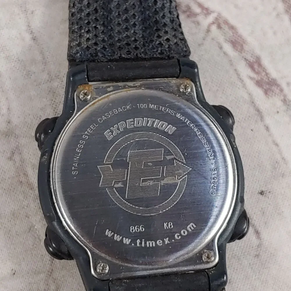NEW BATTERY - Vintage Timex Expedition Watch 866 100M Indiglo Multi Time - USED